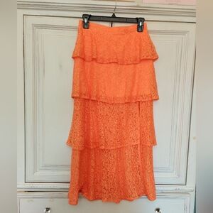 Bailey 44  Medona Tiered Lace Skirt in Tangerine color. Skirt only.